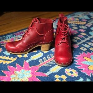 Sanita red ankle boots